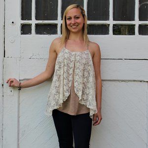COPY - Kori America Lace Layered Racer-Back Tank Top